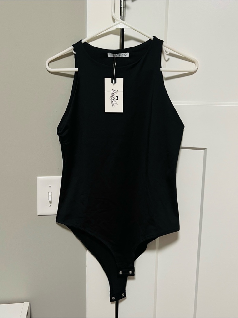 ReoRia Black Crewneck Sleeveless Bodysuit